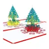 Grußkarten Weihnachtsbaum 3D Pop Up Gold Rote Bäume Frohe Weihnachten Handgemachte Feiertags-Drop-Lieferung Hausgarten Festliche Partyzubehör E Dhec7