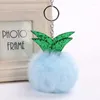 Keychains Fashion Cute Pineapple Päls Boll Keychain Keyring Pompom Leaf Handväska Pendant Car Key Chian Ring Holder For Women 8 Colors