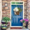 Decorative Flowers Cream Hydrangea Door Hanger Basket Wreath Spring And Summer Farmhouse Wildflower