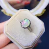 Cluster Anéis YULEM Natural Real Opal Ring Para Mulheres S925 Prata Esterlina Joias de Aniversário Presente 8 10 MM Pedra Preciosa Genuína