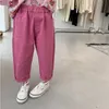 Pantalon printemps filles pantalon décontracté en coton rose 1 7 ans enfants doux tout mtach pantalon mince 230630