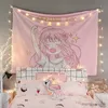 Annan heminredning heminredning hängande tapestry anime rosa tjej tapestry sovrum bakgrundsdekor söt mode lady tapestries r230630
