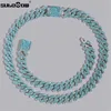 Strengen 14mm Iced Out Ruit Prong Cubaanse Ketting voor Vrouwen Kleur Steentjes Verharde Choker Hiphop Mannen Sieraden 230613