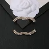 Mujeres de lujo Diseñador Marca Carta Broches 18K Chapado en oro Incrustaciones Cristal Rhinestone Joyería Broche Letras Perla Pin Casarse Boda Regalos Accesorios