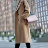 Women's Trench Coats 2023 Autumn Women Coat Solid Color Double Breasted Mid-Length With Belt Overcoat Winter Loose Casual Female Outwear