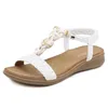 Sandali Comodo tacco piatto per donna 2023 Summer Casual Bohemia Woven Patterns Scarpe da donna da spiaggia