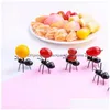 Forks Ant Tooticks Fruit Desser Fork 12pcs/partie wielokrotnego użytku dla zwierząt na przekąskę do ciasta