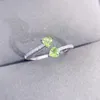 Cluster Rings Love Heart Style Anello regolabile Natural Real Green Peridot 925 Sterling Silver 4 4mm 0.3ct 2pcs Gemstone Fine Jewelry J22780