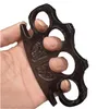 Vikt cirka 220240G Metal Brass Knuckle Duster Four Finger Self Defense Tool Fitness Outdoor Safety Defense Pocket EDC Tools GE9138066