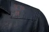 Мужские поло FANWEILIN Эластичная джинсовая рубашка на пуговицах с длинным рукавом Ковбойские черные рубашки для мужчин Повседневная приталенная мужская одежда Camisa Masculina 230630
