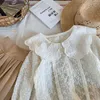 Çocuk Gömlek Bahar Sonbahar bebek kız dantel Oymak gömlek 2-7 Yıl Kız pamuk nakış Yaka uzun kollu bluzlar 230628 Tops