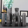 Vases Creativity Black Vase Handmade Handicrafts Fashion Ceramic Tabletop Flower Vase Study Hallway Home Wedding Decoration x0630