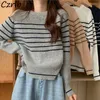 Women's Sweaters Striped Pullovers Women Loose Vintage All-match Spring Long Sleeve Ulzzang O-neck Casual Streetwear Cozy Fashion Female