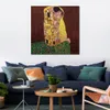 Golden Canvas Art The Kiss in Red Blackground Square Gustav Klimt Painting Handmade Artwork Luxury Hotel Decor