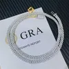 Duas fileiras moissanite diamante hip hop gelado jóias colares para mulheres fantasia sterling sier cubana link chain