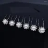 Copricapo 6 pz/lotto Perla Da Sposa Accessori Per Capelli Da Sposa Colore Argento Perni di Strass Clip Per Le Donne Gioielli Sposa Copricapo