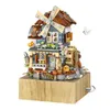 Blocks Windmill music mini Blocks Kids Building Toys Girls Gift Music Chinese Windmill House R230701