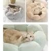 Cat Beds Round Petal Shape Bed Dog Nest Warm Plush Travel Mattress For Puppies And Kittens Deep Sleeping Puppy