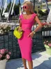 Two Piece Dress 3 Colors Summer Women Skirt Suits Sexy Pink Red Black Bandage Two Pieces Set Clothing Set Bodycon Skirt Suits 230629