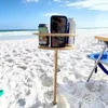 Camp Furniture Wine Table Outdoor Wood Glass Portable Foldable Picnic Can Opener Desk For Beach Beige