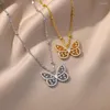 Colliers pendants Collier de papillon zircon pour femmes en acier inoxydable plaqué or 2023 Tendance Couple de mariage bijoux esthétique