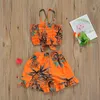 Clothing Sets 2 7Y Fashion Toddler Baby Girls Clothes Set Leaf print Sleeveless Tops Shorts 2pcs Kids Children Outfits Summer 230630