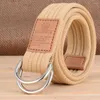 Belts Women Men Simple Silver Buckle Casual Weave Waist Band Canvas Strap Double Ring Waistband Nylon Braided Belt