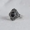 Cluster Rings FNJ 925 Silver Ring For Women Jewelry Original Pure S925 Sterling Natural Green Red Black Agate MARCASITE