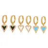 Pendientes de aro Blanco/Negro/Azul Corazón Amor Esmalte Zircon Color oro real Piercing Pendiente colgante Fahion Joyería coreana 2023