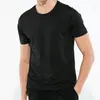 Costumes pour hommes H217 T-shirt d'été Chemises respirantes Séchage rapide Sport Hommes Loisirs Noir Manches courtes Décontracté T-shirt en soie glacée Solide Lâche O-cou