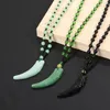 Hanger Kettingen Chinese Stijl Imitatie Jade Wolf Tand Ketting Trui Ketting Mode-sieraden Gesneden Zegen Amulet Cadeaus Voor Mannen