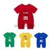 أطقم ملابس للأطفال حديثي الولادة من 3 إلى 6 أشهر ملابس صيفية بأكمام قصيرة رومبير من القطن الخالص للأطفال البنات مطبوع عليه رسومات كرتونية M Bean J230630