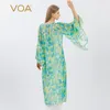 Trenchs pour femmes VOA Georgette soie aquarelle col rond cravate manches courtes dames rafraîchissant mince mi-long bohème manteau FE259