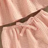 Zestawy odzieży Summer 2023 Baby Girls Suit Zestaw solidnych bawełnianych pościel