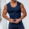 Hommes débardeurs été sans manches col rond serré sport fil mode gilet à manches longues léger chemise hommes