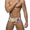 Men's Swimwear Print Swimsuit Men Sexy Swim Briefs Low Waist Bathing Suit Man Quick Drying Beachwear Male Gay Summer Sea Surf Wear 230630