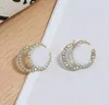 18k Gold Plated 925 Silvrer Designers Letters Stud Geometric Famous Women Crystal Rhinestone Earring Wedding Party Jewerlry