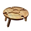 Autre Cuisine Salle À Manger Table De Pique-Nique Pliante En Bois Cuisine Créative Portable 2 En 1 Support De Verre À Vin Tables À Plats Compartimentées F Dhx2B