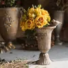 Vaser Ical Goblet Flower Vintag Vase Flower Pot Retro smidesjärn Blomma Arrangemang Guldljusstake Vase Decoration Home X0630