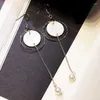 Boucles d'oreilles 2023 mode chaîne en métal gland Imitation perle longue oreille bijoux cercle coquille boucle d'oreille en gros cadeau