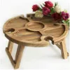 Autre Cuisine Salle À Manger Table De Pique-Nique Pliante En Bois Cuisine Créative Portable 2 En 1 Support De Verre À Vin Tables À Plats Compartimentées F Dhx2B