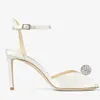 Elegant Bridal Wedding Sacora Sandals Shoes White Pearl Women Pump Ivory Floral Lace V-cut Peep Toe Party Wedding Lady High Heels EU35-43 With Box