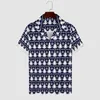 Men's Casual Shirts Christmas Trees Loose Shirt Men Beach Blue And White Hawaiian Custom Short-Sleeve Vintage Oversized Blouses