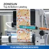 Zonesun自動フラット表面ラベリングマシン上部および下部ラベルアプリケーター缶ボックスバッグ化粧品機器ZS-TB602