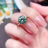 Cluster Rings 2ct Green Moissanite Thread Ring 925 Sterling Silver Diamond Fashion Jewelry Sales With Clearance Sale