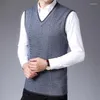 Men's Vests Autumn And Winter Men's Sweater High Quality Vest Business Work Casual Gentleman V-Neck Pullover Fashion Knitted Coat