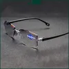 Sunglasses FG Men Rimless Reading Glasses Bifocal Distant and Near Magnifying Eyeglasses for Man 100 To 400 230629