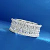 Cluster-Ringe 2023 Persönlichkeit Mode Hit Produkt 925 Silber Reihe Diamantring weiblich Vollleiter Quadrat Micro-Set