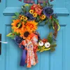 Decoratieve bloemen 20 inch onafhankelijkheidsdag kunstmatige zonnebloem rood wit en blauw hortensia krans gedenkteken deur decoraties licht