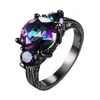 Anillos de moda para mujer Punk colorido circón Color negro anillo de hombre regalos de Halloween al por mayor joyería Retro